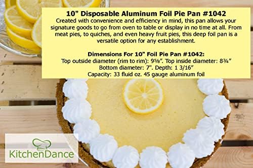 KitchenDance 10" Disposable Aluminum Foil Pie Pans - Pack of 13 | Strong & Sturdy Pie Tins for Bakers, Cooking, Kitchen, Cooks, Bakeries, Business | Oven to Table Convenience & 100% Recyclable