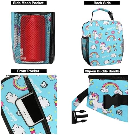 Lunch Box for Men & Women Durable Lunch Bag for Adults Reusable Small Lunchbox Blue Unicorn