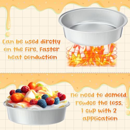 Yinder 120 Pcs 8 oz Mini Pie Tins with Lids, 4 Inch Individual Cake Pans Disposable, Round Small Cake Tins for Bake Sale Baking, Packaging(Silver)