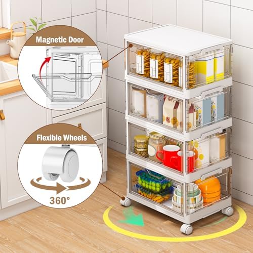 Kmiectse Clear Storage Bins with Lids - 4 Tier 32qt Plastic Stackable Bins