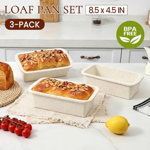 Bread Pan for Homemade Bread - Nonstick Baking Pans Set for 8.5 x 4.5" Loaf
