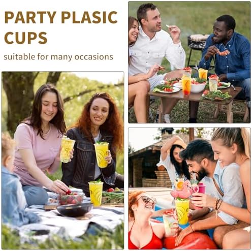 KesaPlan 100 Pcs 18oz Plastic Clear Cups, Disposable Wine Cocktail Glasses
