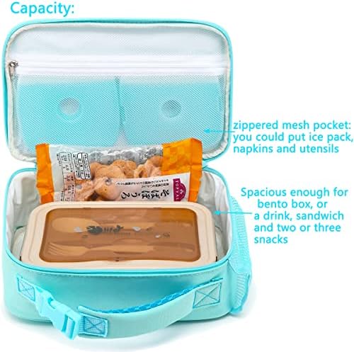 FlowFly Kids Lunch box Insulated Soft Bag Mini Cooler Back to School Thermal Meal Tote Kit for Girls, Boys,light blue
