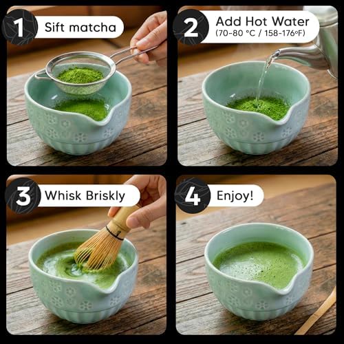 Bamboo Matcha Whisk Set (Chasen) – Traditional Bamboo Whisk for Matcha Tea Ceremony – Handcrafted 100-Prong Chasen for Smooth, Creamy Foam – Authentic Tools & Accessories