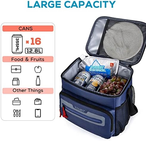 TOURIT Large Lunch Bag 14L Insulated Lunch Box Lunch Cooler for Men Women Work, Black