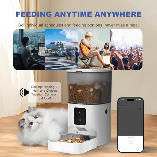 ANDOLL HOME 2.4G Automatic Cat Feeder, 4L WiFi Food Dispenser with 10s Voice Recorder, Pet Feeder up to 10 Meals per Day, Timed Cat Feeder with Dry Food Sealed Ring