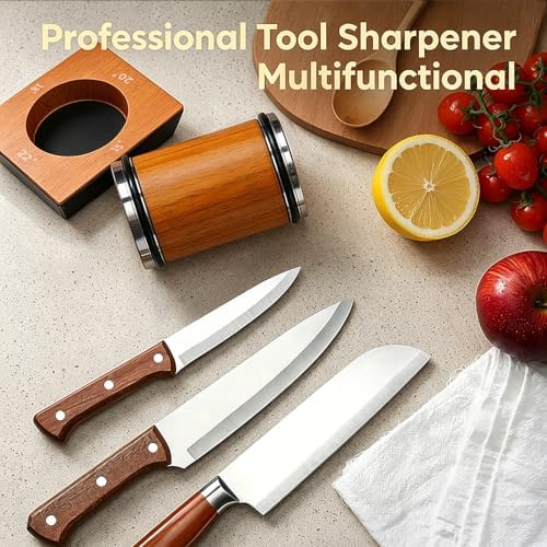 Rolling Knife Sharpener for Ultra Razor Sharp Edges Knife Sharpening Kit, Rolling Knife Sharpener Kit with Diamond and Stainless Steel Disc for Sharpening and Honing, 15°/18°/20°/22°