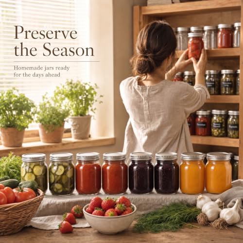 YINGERHUAN Glass Regular Mouth Mason Jars, 16 oz Clear Glass Jars with Silver Metal Lids for Sealing, Canning Jars for Food Storage, Overnight Oats, Dry Food, Snacks, Candies, DIY Projects (15PACK)