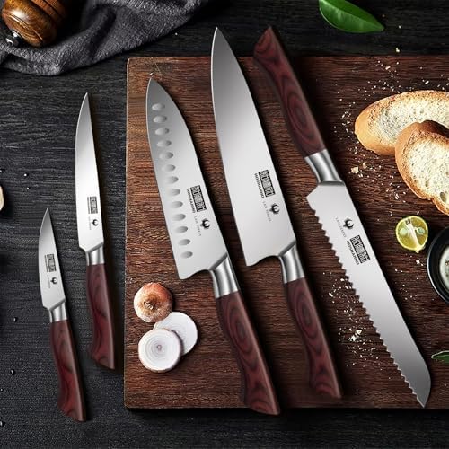 HOSHANHO 5PCS Japanese Kitchen Knife Set, Sharp Chef Knives & Wood Handle