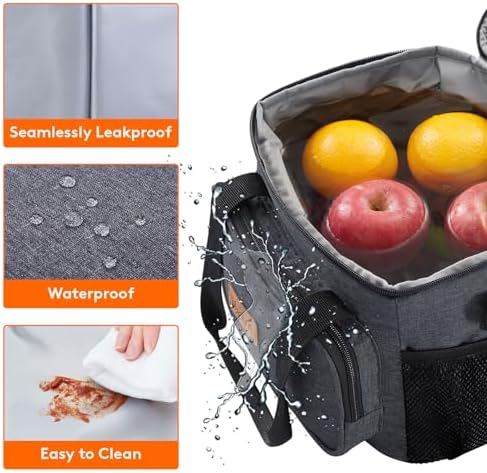 Lifewit Medium Lunch Bag, Insulated Lunch Box, Soft Cooler Cooling Tote for Adult Men Women, Dark Gray 12-Can (9L)