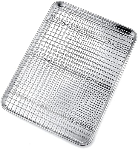 P&P CHEF 16 Inch Cookie Baking Sheet Pan with Wire Rack,2 Pcs