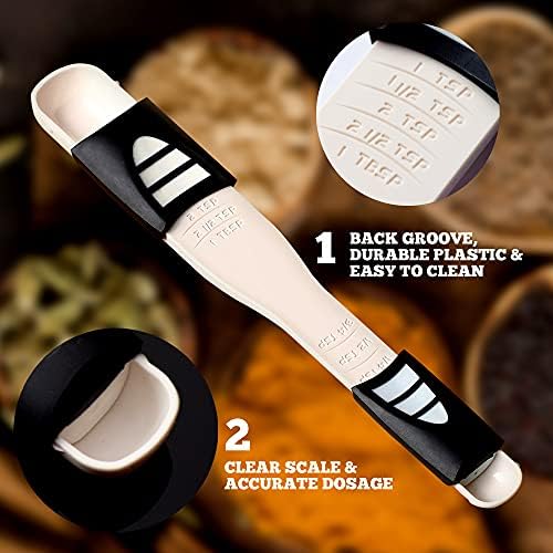 Performore Adjustable Measuring Spoon with Double End Adjustable Scale, 9 Stalls All in One Measuring Spoon, Wide Range of Measurements - Dry and Semi-Liquid Ingredients for Baking, Cooking