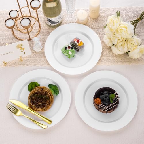 Goodluck 200PCS White Plastic Plates, Heavy Duty Disposable Plates