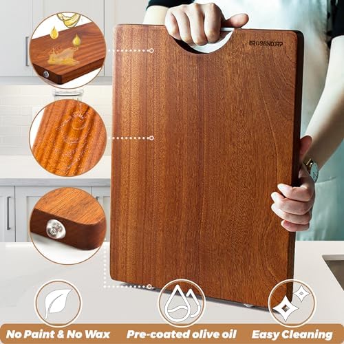 Brosisincorp Sapele Wood Cutting Board One Piece No Glue 14.17"L*9.45"W