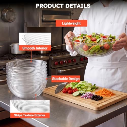Commercial Polycarbonate Serving Bowl, 180oz / 5.5Qt, Dishwasher Safe
