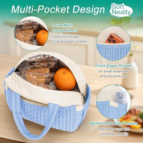 Coobiiya Lunch Box Lunch Bag for Women Men,Reusable Cute Lunch Pail bag,Leakproof,Insulated LunchBox Tote Compact 10L, Cooler Lunch Container for Work Travel Office