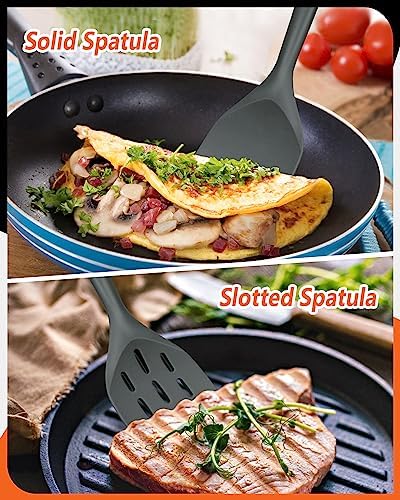 Badiano Silicone Spatula, Non Stick Turner for Cooking, Food Grade, Grey