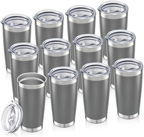 20oz Tumbler Bulk with Lid Stainless Steel Tumblers, 12 Pack