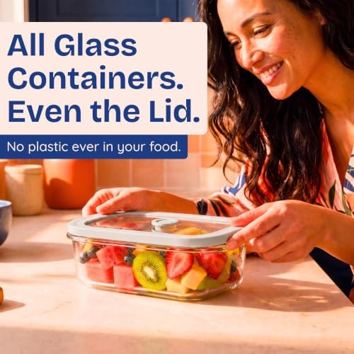 Non-Toxic Glass Food Containers with Lids, 4-Pack, 21 oz, Airtight, Gray