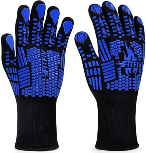 BBQ Gloves, 1472°F Heat Resistant with Silicone Grip Oven Mitts