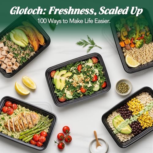 Glotoch Express Meal Prep Containers with Lids 32oz 100 Pack (200 Piece)