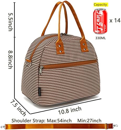 FlowFly Insulated Lunch Bag With Shoulder Strap for Women, Men, and Kids, Large and Reusable, Handle, Freezable Work and School Travel Tote and Meal Prep Organizer,Coffee