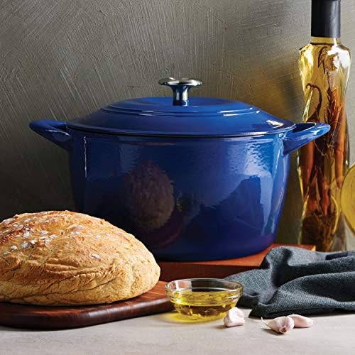 Tramontina Enameled Cast Iron Tall Dutch Oven Pot with Lid, Large 7-quart, Blue