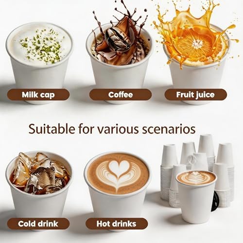 MOUMOULIFE Disposable Paper Coffee Cups 8 oz 1000 Count Bulk, Leak-Proof White Paper Coffee Cups, Hot/Cold Beverage Drinking Cups for Office Party Home Travel