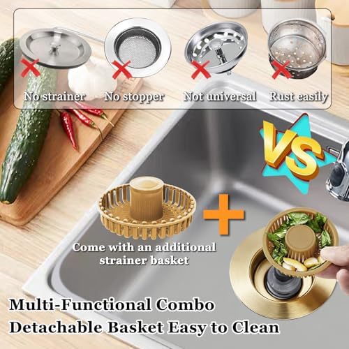 BAOLSLS Kitchen Sink Drain Strainer, 3 in 1 Pop up Kitchen Sink Stopper