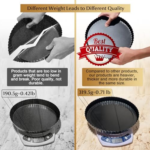 9 Inch Tart and Quiche Pan with Removable Bottom, Pie Pans for Baking, Non-stick Carbon Steel Quiche Pan for Pie, Mousse Cakes, Fruit and Desserts