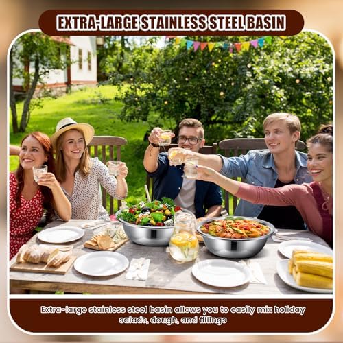 Nuogo 4 Pcs Stainless Steel Mixing Bowls Large for Salad, 13 Inch 8 Qt
