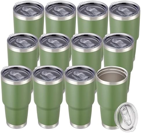 30 oz Tumbler with Lid Stainless Steel Tumblers Bulk, 12 Pack