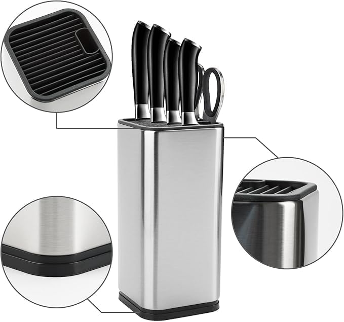 Kitchen Knife Holder,Stainless Steel Universal Knife Block Holder,Edge-Protect Knife Storage Organizer,Space-Saving Knife Storage Countertop, Slotless Knife Holder Storage for Kitchen Counter