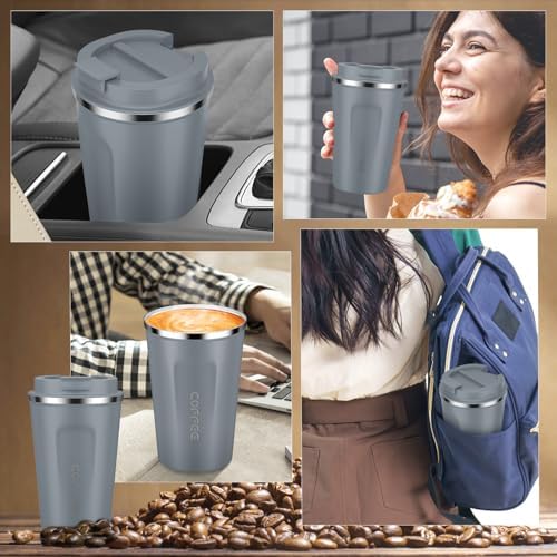 CS COSDDI 12 oz Coffee mug - Stainless Steel Coffee Cup with Leakproof Lid