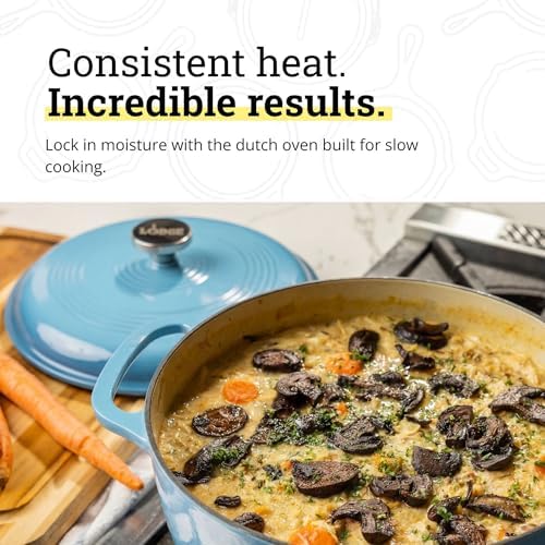 Lodge Essential Enamel Cast Iron Dutch Oven, 6 Quart, Cornflower Blue