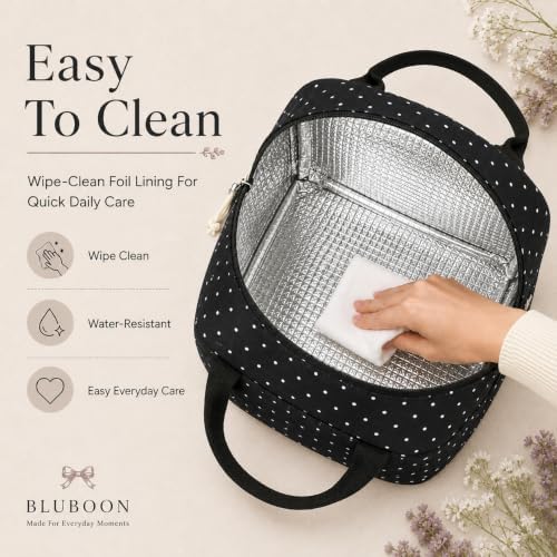 Bluboon Lunch Bag for Women Men Cute Corduroy Lunch Tote Bags Reusable Insulated Lunch Box Large Capacity Reusable Insulated Cooler for Work Picnic or Travel