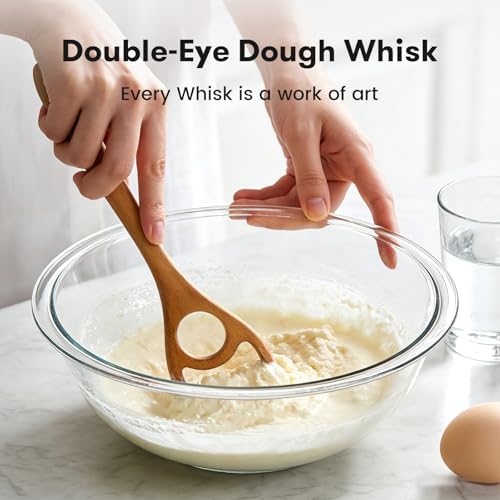Wooden Danish Dough Whisk for Sourdough, One-Piece 2 Pack