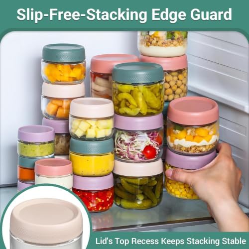 NETANY 12 Pack Overnight Oats Containers with Lids, 8oz & 4oz & 2oz Mason Glass Jars