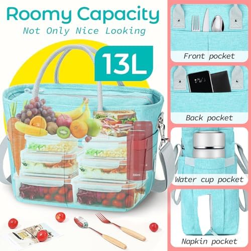 Classy Insulated Lunch Bags for Women, Large Lunch Box for Work & Picnic