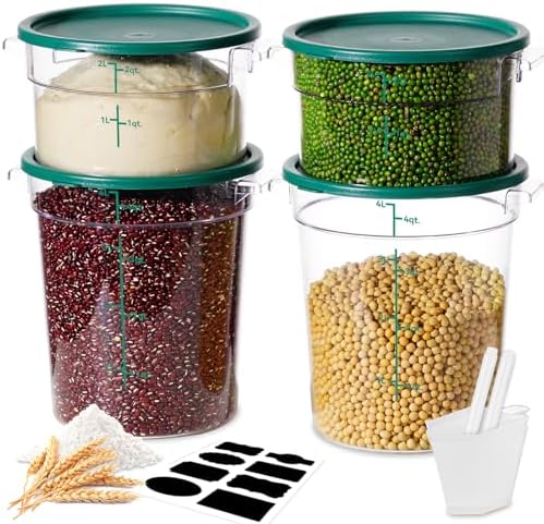 2QT&4QT 4PCS NSF Commercial Clear Food Storage Containers with Lids(GREEN)