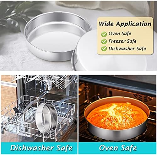 P&P CHEF 9.5 Inch Cake Pan Set of 2, Stainless Steel Round Baking Cake Pans