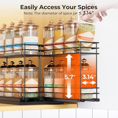 Mystozer Pull Out Spice Rack Organizer for Cabinet, Slide Out Spice Racks