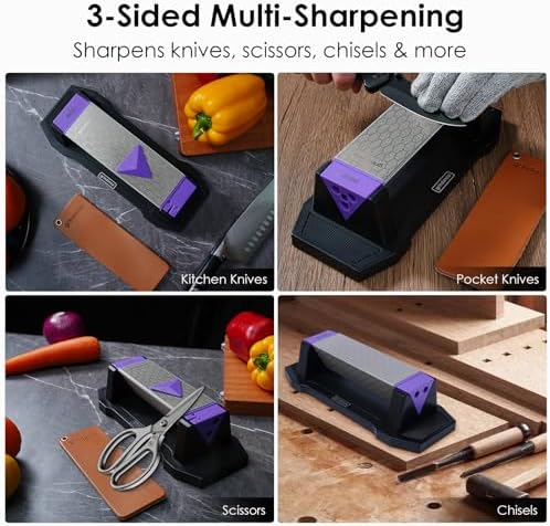 3-Sided 400/1000/8000 Grit Diamond Sharpening Whetstone Kit