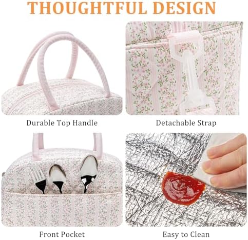 MEXS Lunch Bag for Women Reusable Lunch Box Quilted Puffer Large Capacity Insulated Cooler Tote Bags Work Travel Picnic