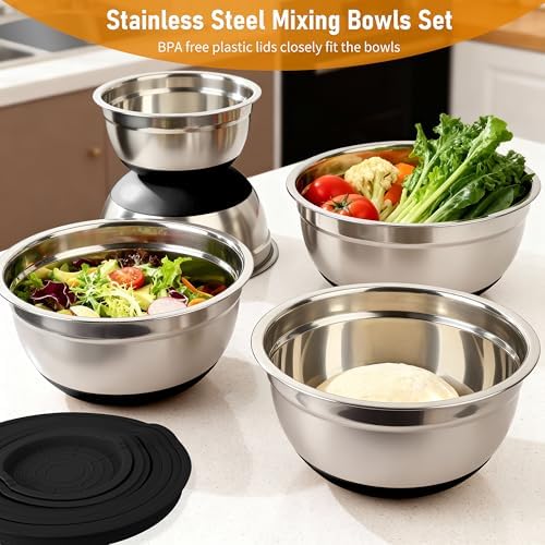 Mixing Bowls with Airtight Lids, 18pcs Stainless Steel Mixing Bowls Set
