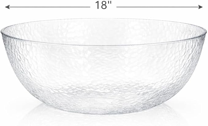 Lillian Collection Stunning Clear Plastic Round Hammered Bowl - 18" (1 Pc.) - Unique Textured Design - Perfect for Parties & Displays