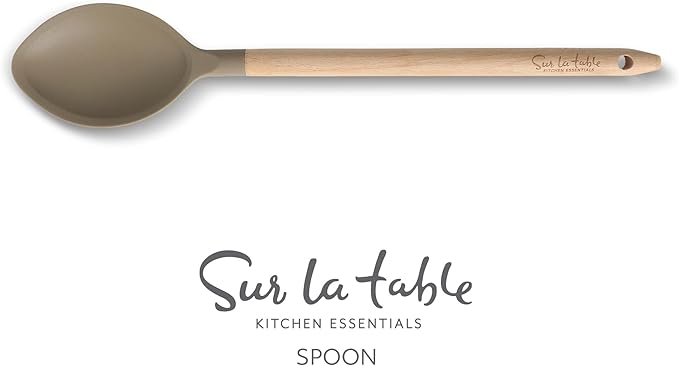 Sur La Table Kitchen Essential Chef's Toolkit Silicone Kitchen Spoon With Beechwood Handle - Taupe