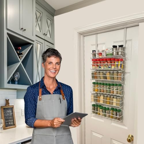 Evelots Over the Door Spice Rack Organizer, 6-Tier, Holds 54 Spices, White