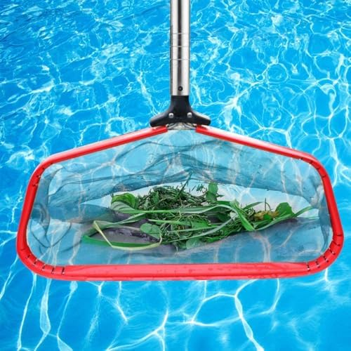 Pool Net, Heavy Duty 19.5" Swimming Pool & Spa Skimmer Net, Pool Leaves Cleaning Tool with Strong Reinforced Aluminum Frame Handle, Deep Net Bag Easy to Clean Bugs, Debris, Leaves