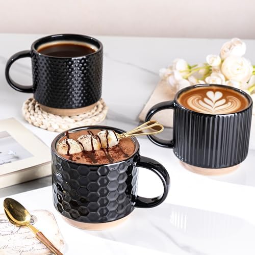 GBhome 15 OZ Stackable Coffee Mugs Set of 4, Ceramic Coffee Cups Set